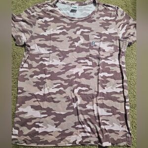 PINK Victoria's Secret Oversized Camo P Logo Pocket Tee